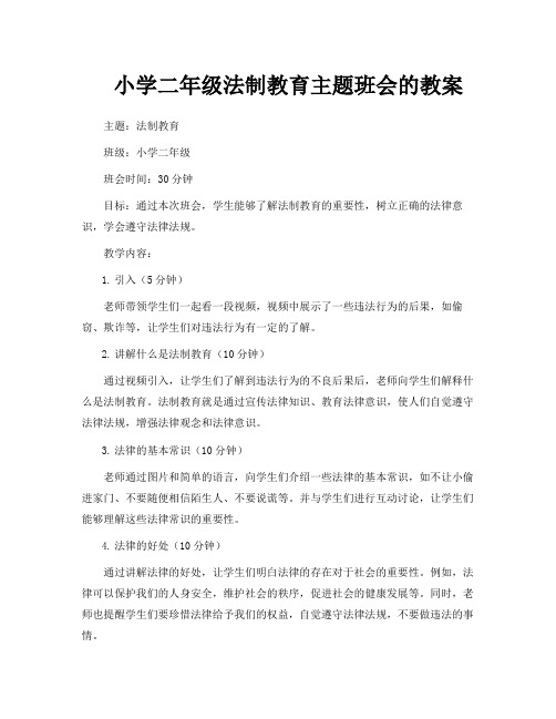 小学二年级法制教育主题班会的教案