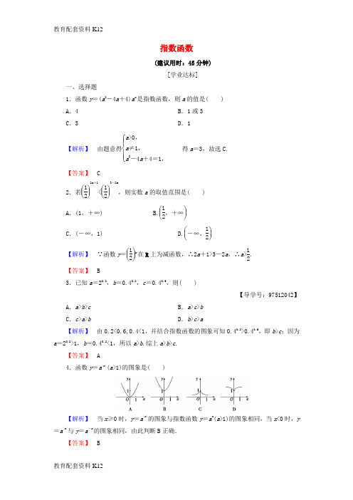 [配套K12]2018版高中数学 第三章 基本初等函数(Ⅰ)3.1.2 指数函数学业分层测评 新人教B版必修1