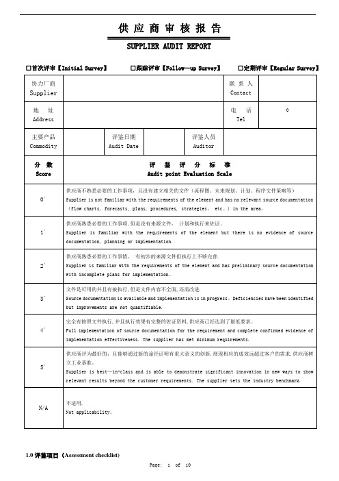供应商审核报告【范本模板】