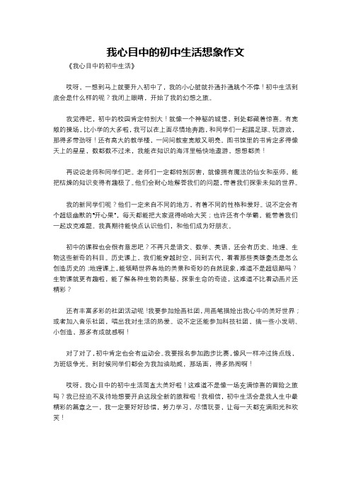 我心目中的初中生活想象作文