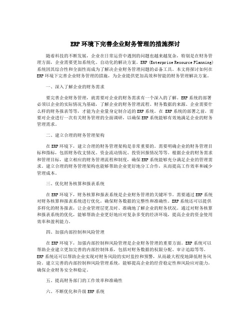 ERP环境下完善企业财务管理的措施探讨