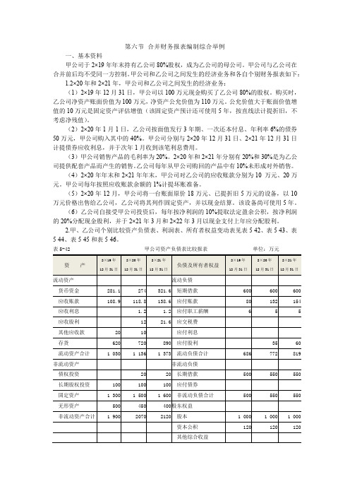 合并财务报表编制综合举例