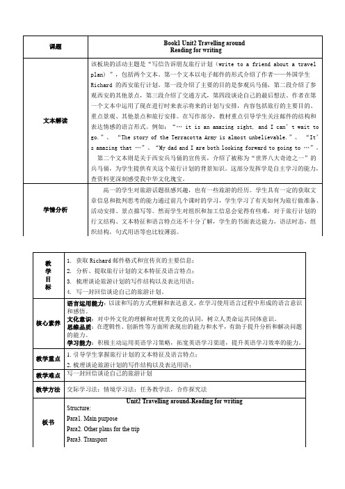 Unit 2 Reading for Writing教学设计-高中英语人教版(2019)必修第一册