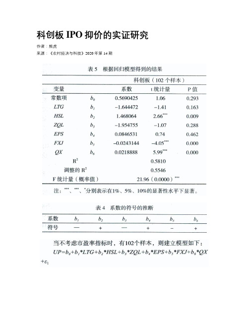 科创板IPO抑价的实证研究