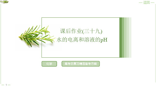 课后作业39水的电离和溶液的pH2025年高考化学一轮复习