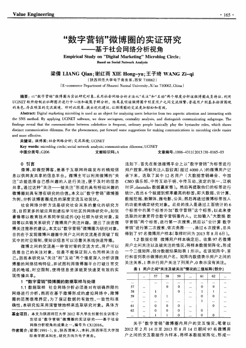 “数字营销”微博圈的实证研究--基于社会网络分析视角