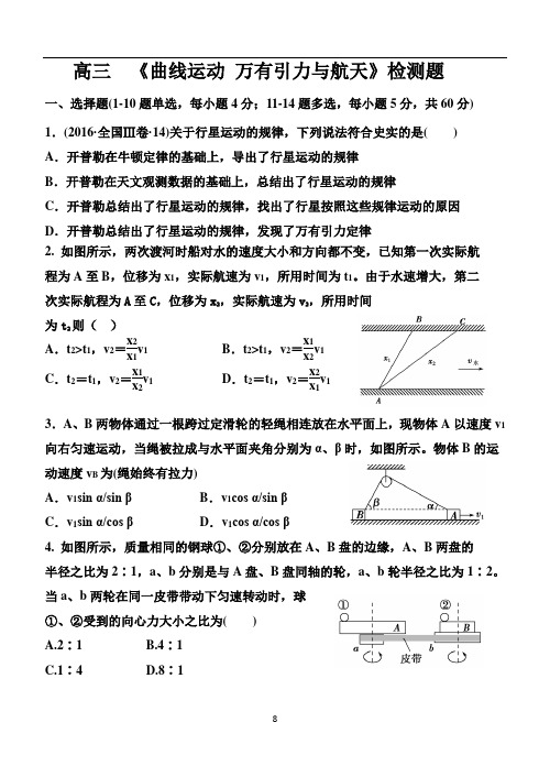 高三  《曲线运动 万有引力与航天》检测题含答案