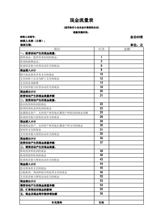 资产负债表、损益表、现金流量表空白表格