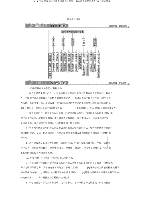 2019-2020学年历史北师大版选修4学案：第六章章末优化提升Word版含答案