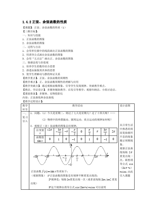 1.4.2 正弦函数、余弦函数的性质(第1课时) 精品教案