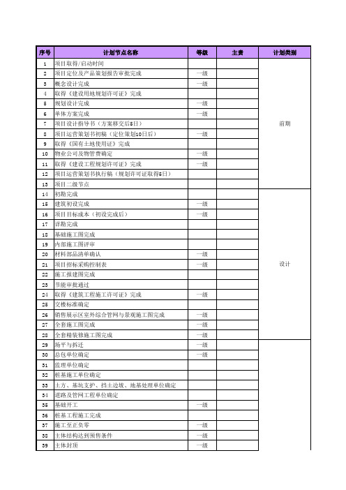 项目一级节点计划标准