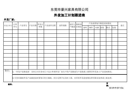 外发加工需求计划表格