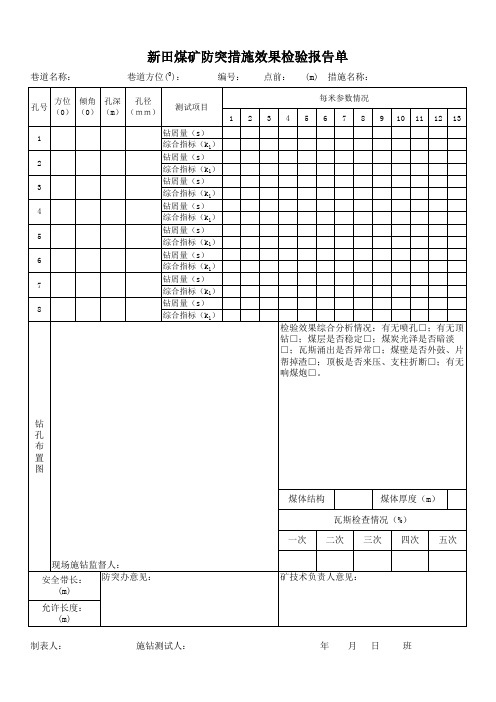 防突效果检验报告单