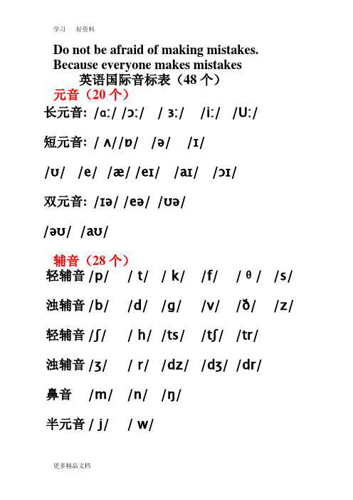 英语国际音标表48个-包你学会汇编