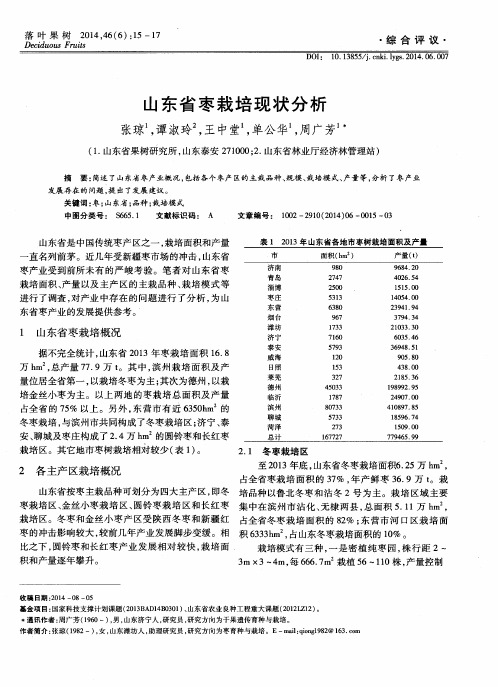 山东省枣栽培现状分析