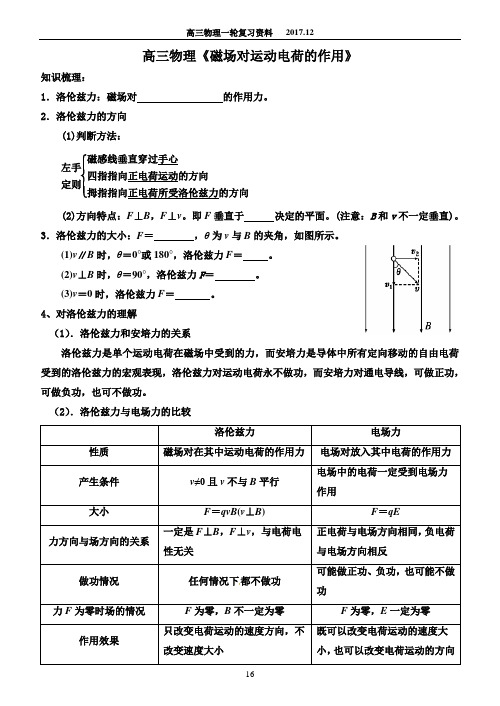 磁场对运动电荷的作用(高三一轮复习)