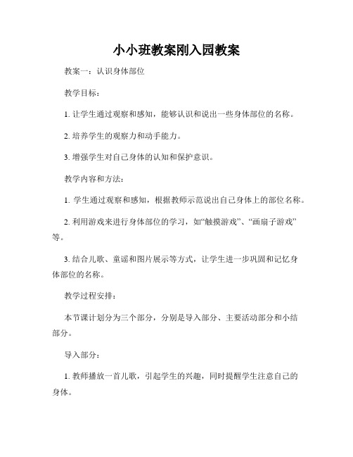 小小班教案刚入园教案