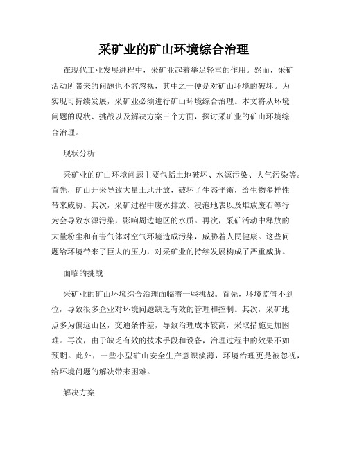 采矿业的矿山环境综合治理