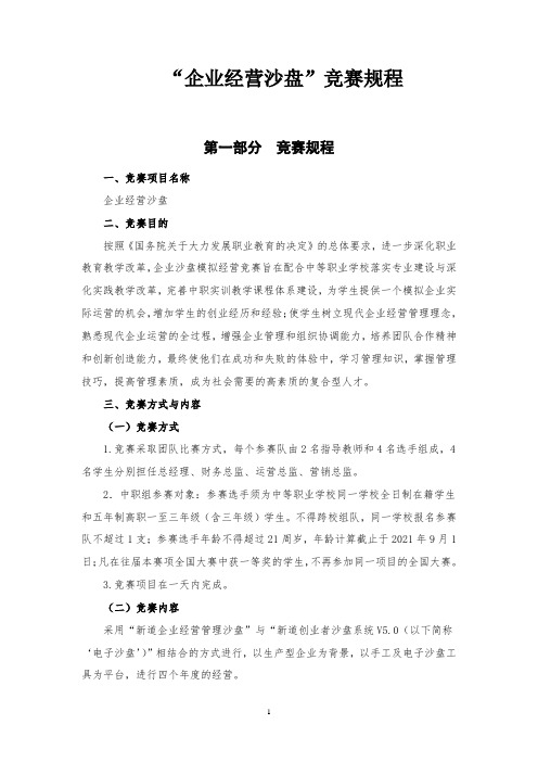 “企业经营沙盘”竞赛规程(中职组)