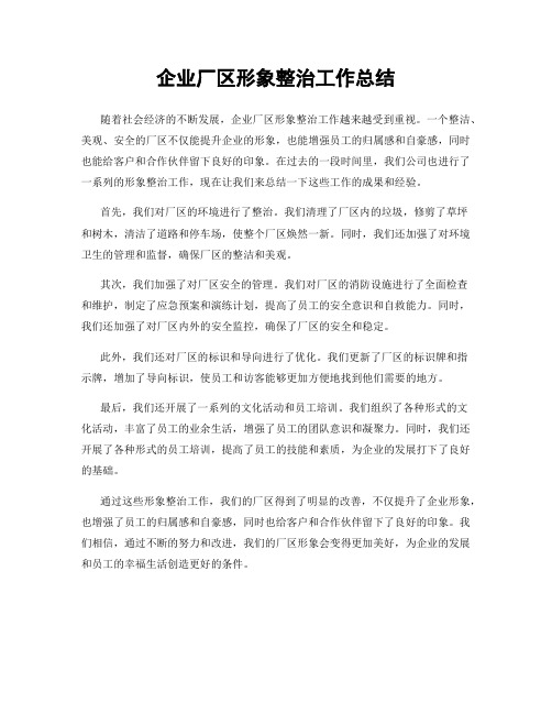 企业厂区形象整治工作总结