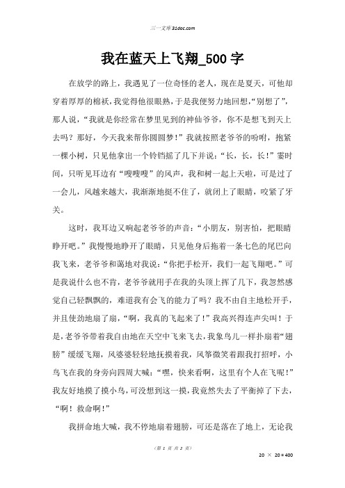一年级写人作文:我在蓝天上飞翔_500字
