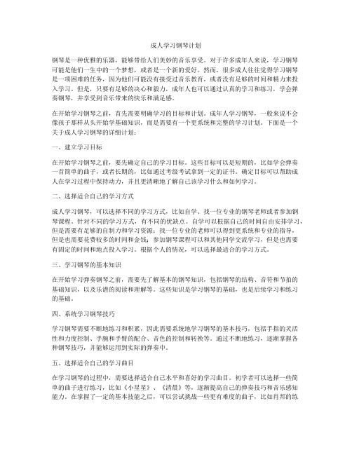 成人学习钢琴计划