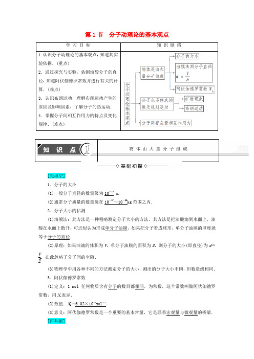 2016_2017学年高中物理第1章分子动理论第1节分子动理论的基本观点教师用书鲁科版