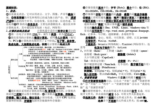 石家庄信息技术中考知识点整理