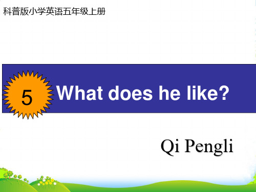 科普版英语五年级上册Lesson 5《What does he like》公开课课件