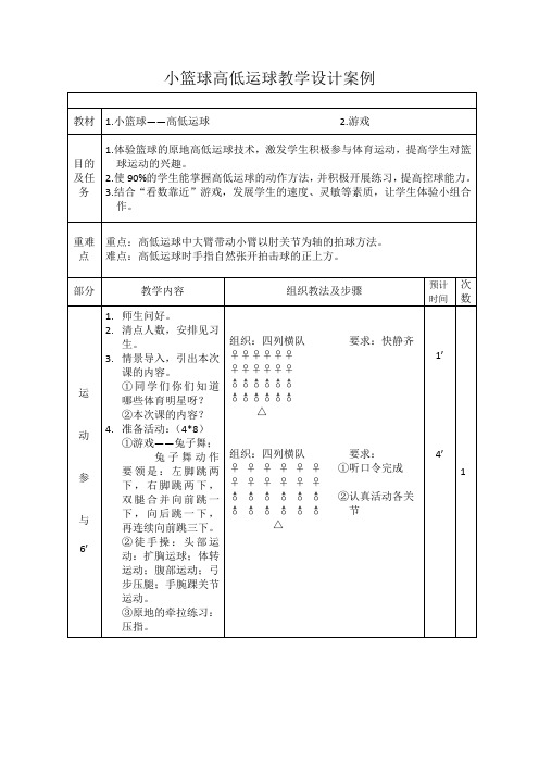 小篮球高低运球教学设计教案