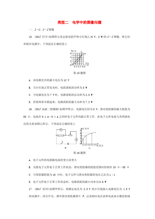 2018届中考物理专题四类型二电学中的图像问题复习练习