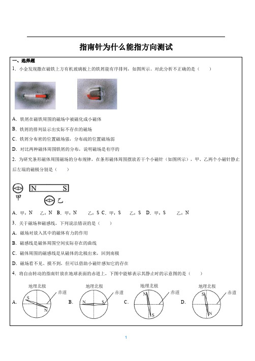 浙教版八年级上册-指南针为什么能指南练习