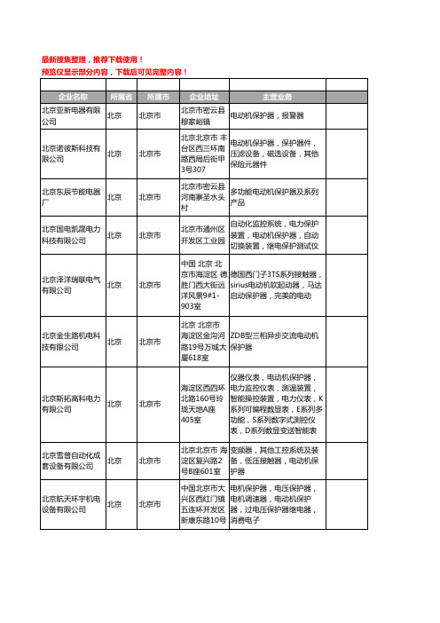 新版北京市电动机保护器工商企业公司商家名录名单联系方式大全25家