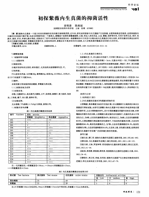 初探紫薇内生真菌的抑菌活性