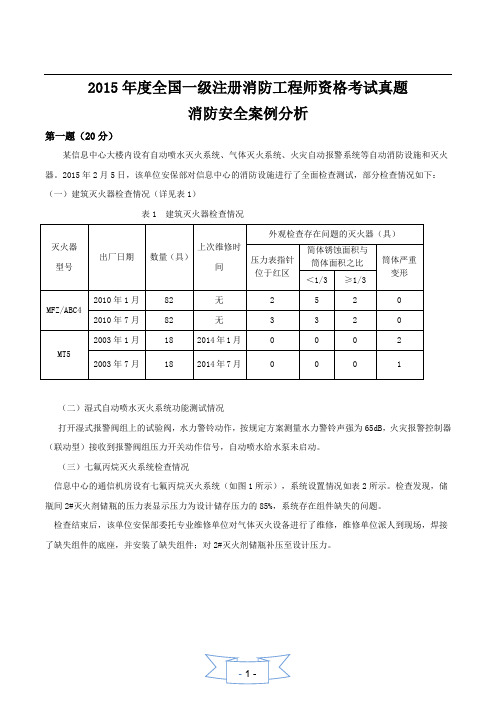 2015消防案例分析(真题空白卷)