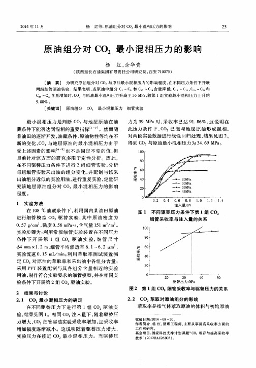 原油组分对CO2最小混相压力的影响