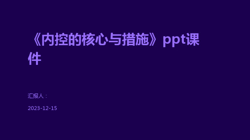 《内控的核心与措施》ppt课件