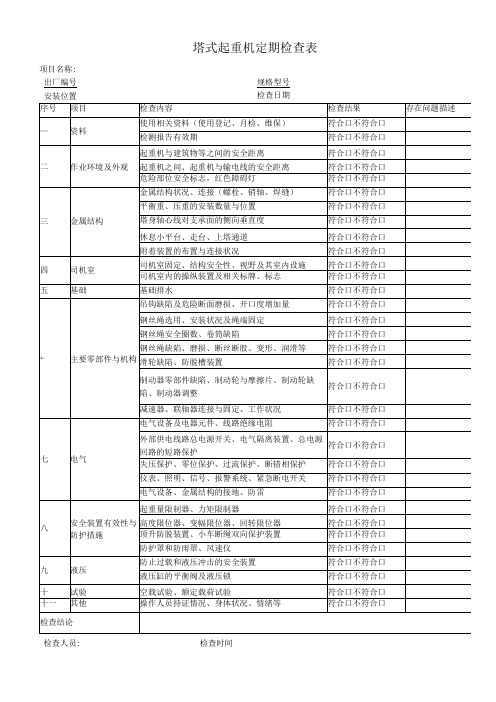 塔式起重机定期检查表