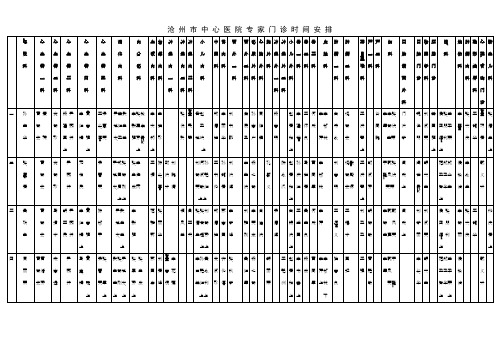 沧州市中心医院专家门诊时间安排呼吸科心血管一科心