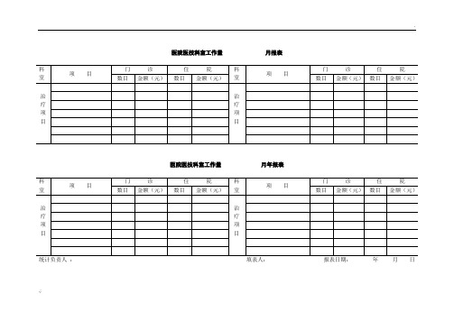 医技科室工作量               月报表