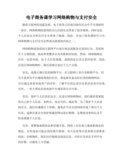 电子商务课学习网络购物与支付安全