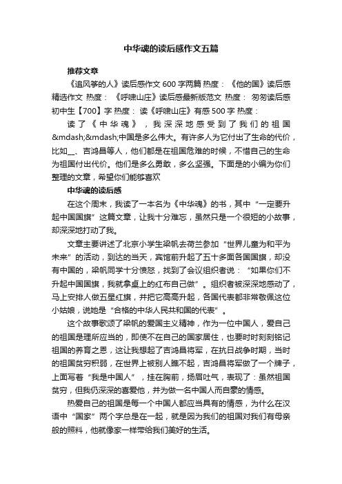 中华魂的读后感作文五篇