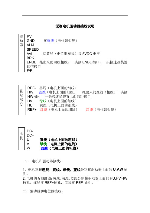 无刷电机驱动器接线说明