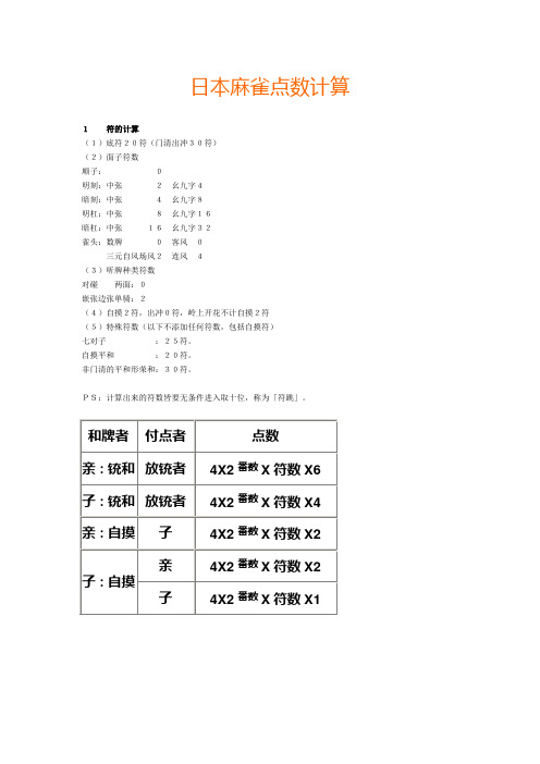 4日本麻雀点数计算