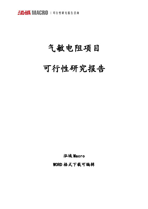 气敏电阻项目可行性研究报告