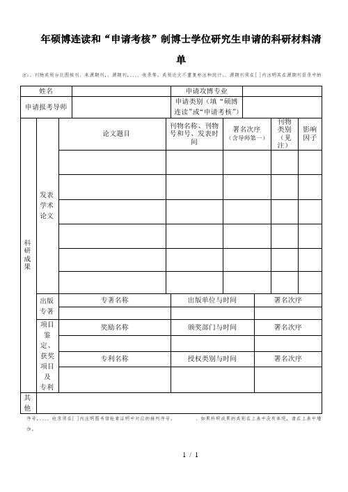 2019年硕博连读和申请考核制博士学位研究生申请的科