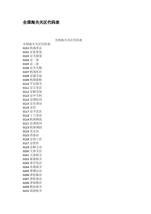 全国海关关区代码表