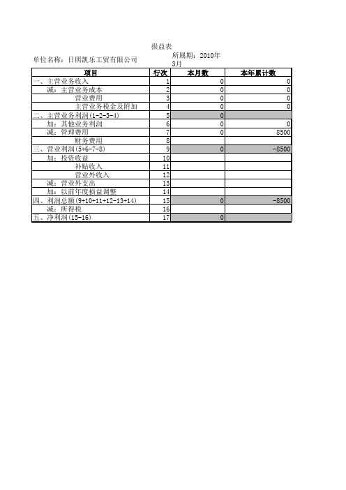 财务报表录入模板