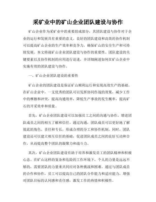 采矿业中的矿山企业团队建设与协作