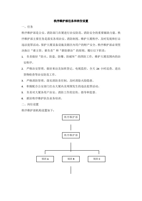 秩序维护部任务和岗位设置